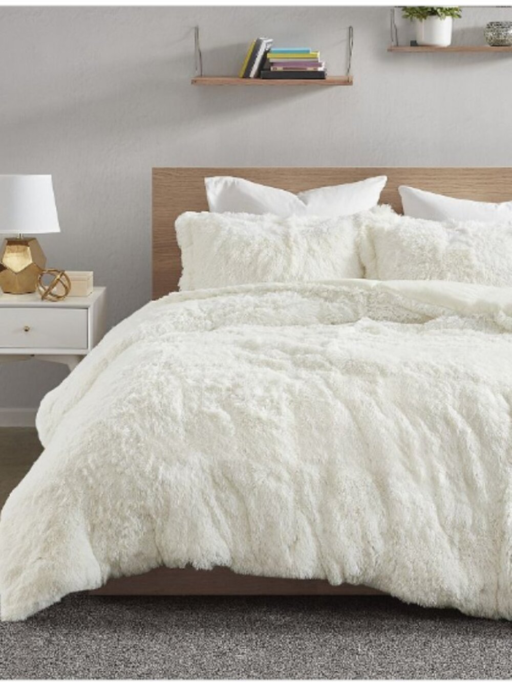 Urban Habitat Malea Shaggy Fur Duvet Cover Set Full/Queen - Blush